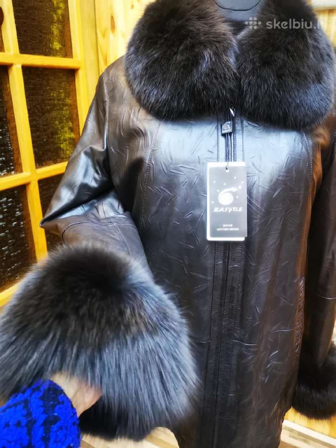 Natūralios odos striukės su janoto/lapės kailiu - nuotraukos Nr. 28