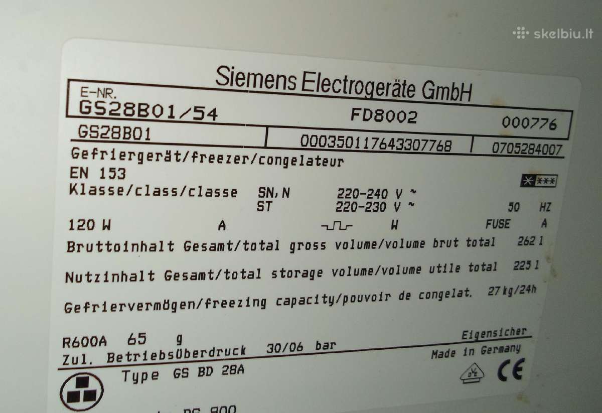 Naudotas Saldiklis Siemens Talpa Iki 260litru - nuotraukos Nr. 4