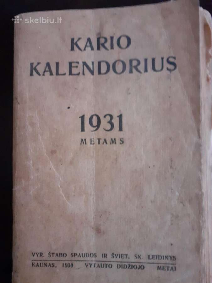 Kario kalendorius 1931 m.