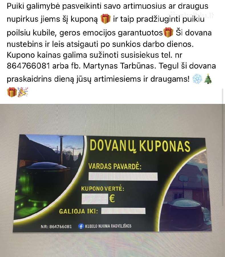 Kubilų ir pirties nuoma Radviliškis - nuotraukos Nr. 30