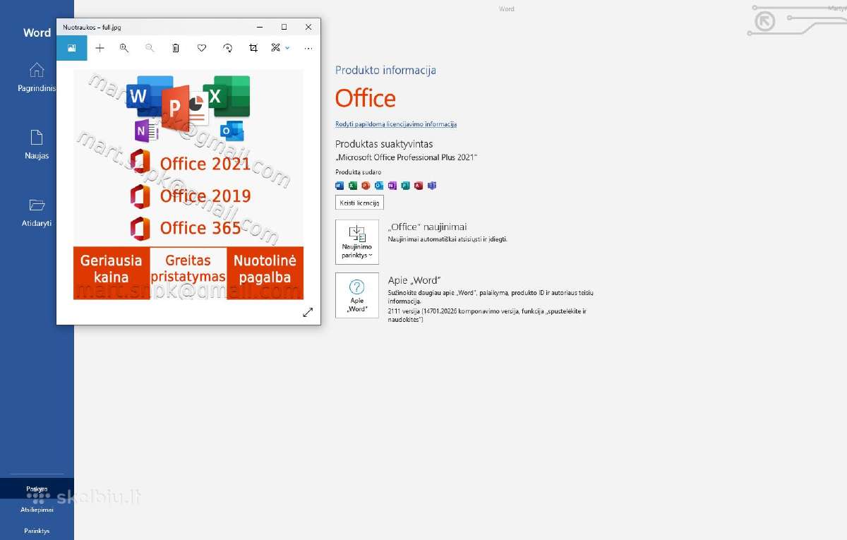 Ms Office 2019 / 2021 / 2024 / 365 100% veikimas - nuotraukos Nr. 2