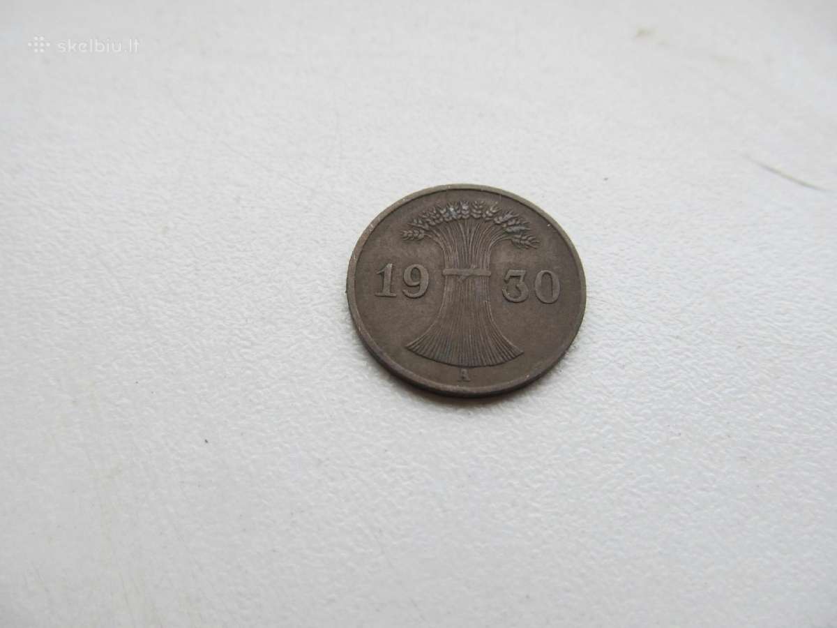 1 reichspfennig , Vokietija ,1930 A ,1931 E, 1935e - nuotraukos Nr. 2