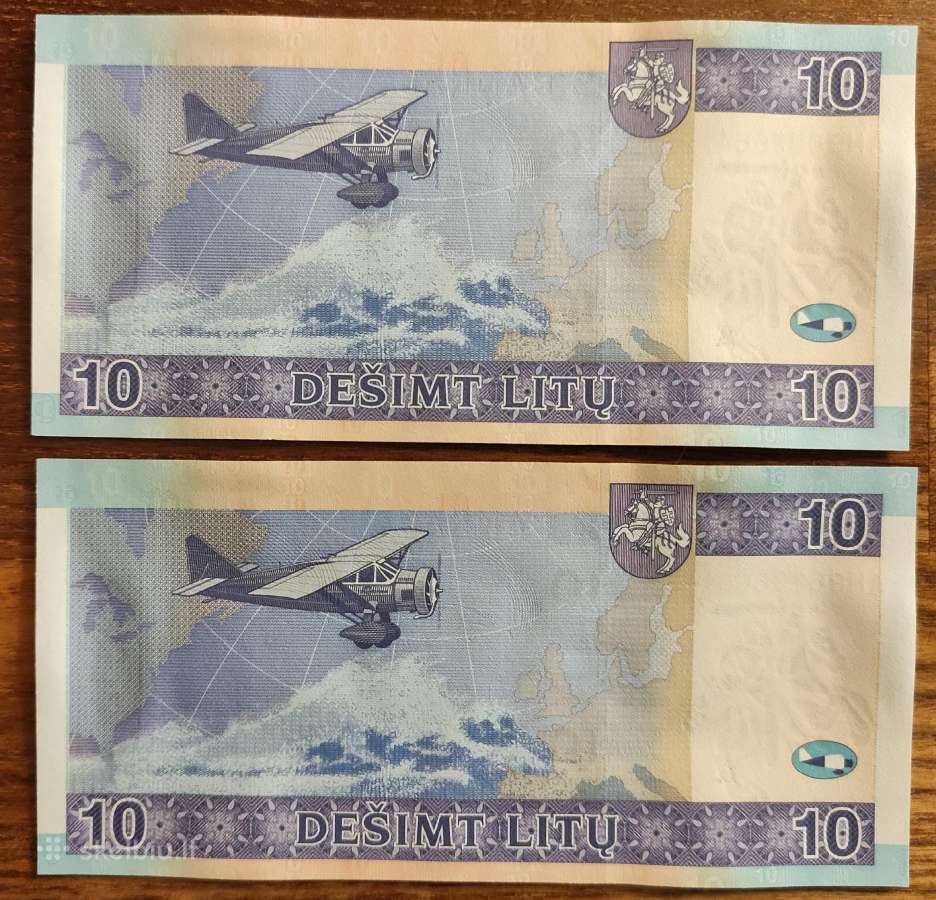 10 Litų 2007 m. 2 vnt Unc kaina už abu - nuotraukos Nr. 2