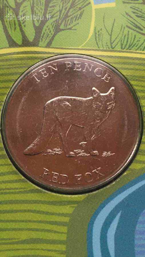 Monetos Guernsey 6 vnt. 2021m. 10 pensu, cu-ni - nuotraukos Nr. 2