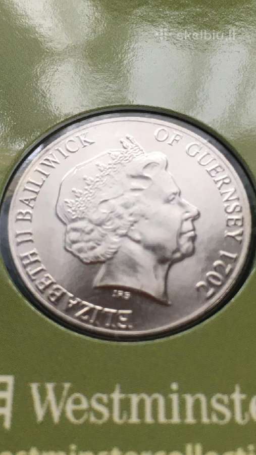 Monetos Guernsey 6 vnt. 2021m. 10 pensu, cu-ni - nuotraukos Nr. 7