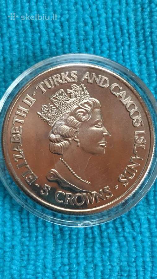 Moneta Turks and Caicos i. 1993m. 5 kronos, cu-ni - nuotraukos Nr. 2