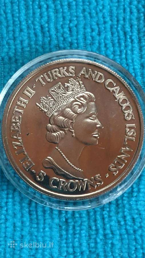 Moneta Turks and Caicos i. 1993m. 5 kronos, cu-ni - nuotraukos Nr. 2