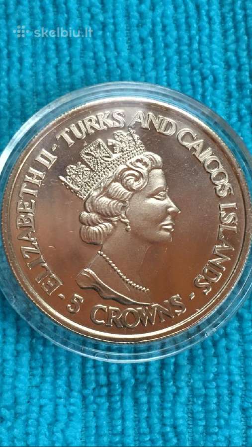 Moneta Turks and Caicos i. 1993m. 5 kronos, cu-ni - nuotraukos Nr. 2