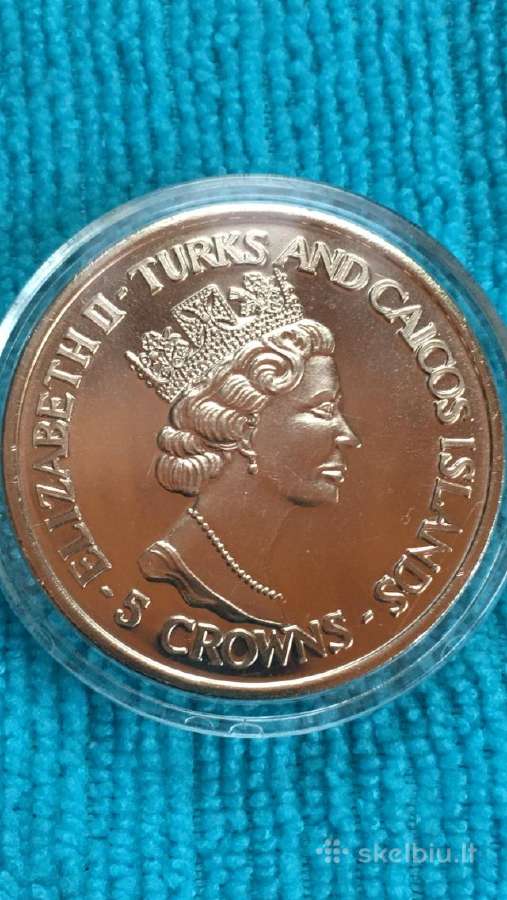 Moneta Turks and Caicos i. 1993m. 5 kronos, cu-ni - nuotraukos Nr. 2