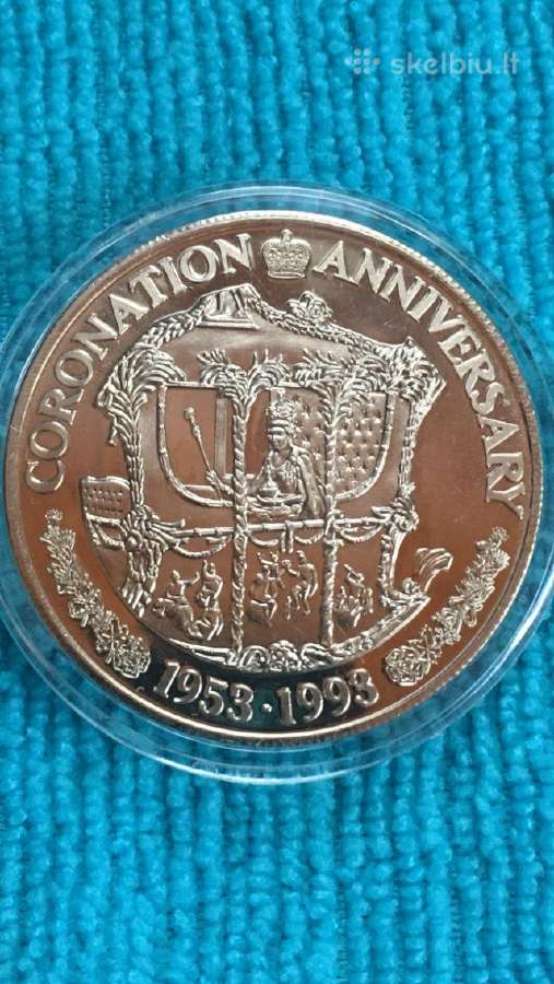 Moneta Turks and Caicos i. 1993m. 5 kronos, cu-ni