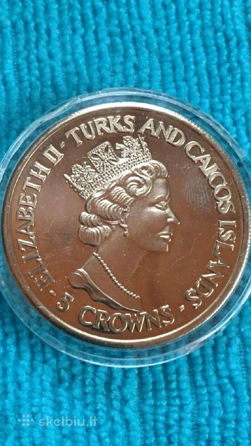 Moneta Turks and Caicos i. 1993m. 5 kronos, cu-ni - nuotraukos Nr. 2