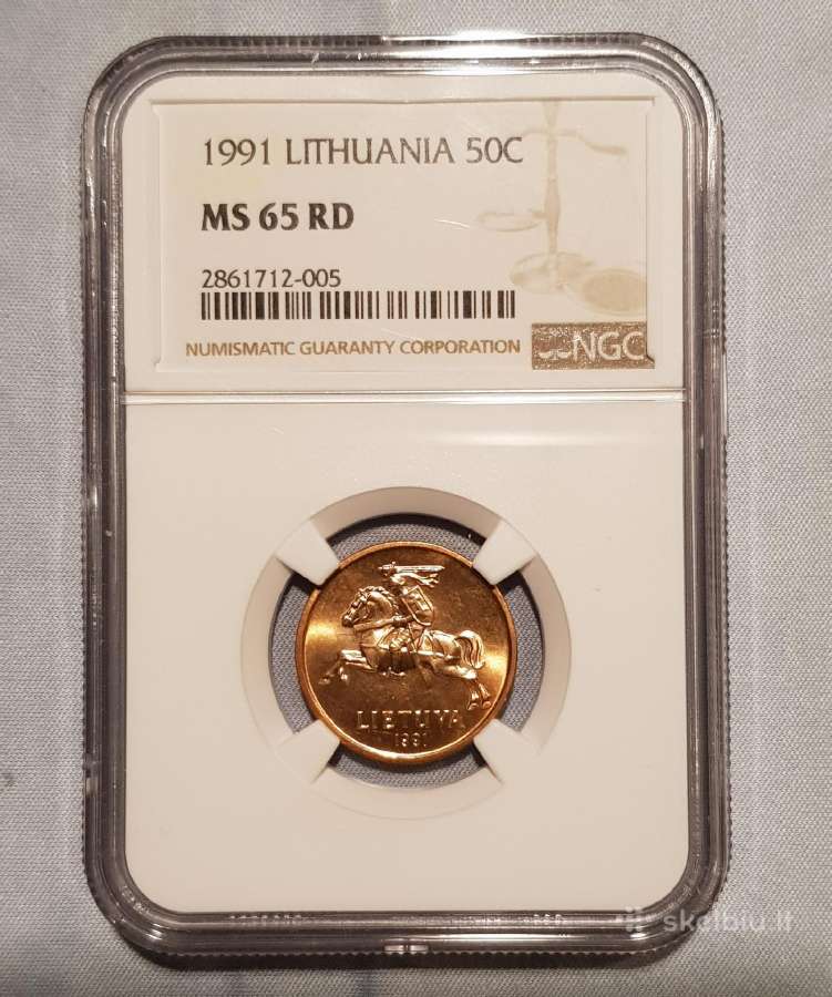 Lietuva 1991 50 centų Ms65 Red