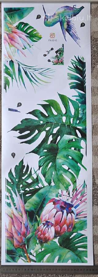 Tropinių motyvų skaidrus sienos lipdukas 69x60 cm - nuotraukos Nr. 2