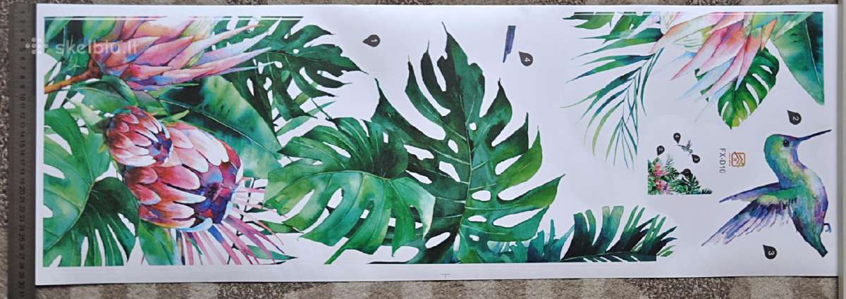 Tropinių motyvų skaidrus sienos lipdukas 69x60 cm