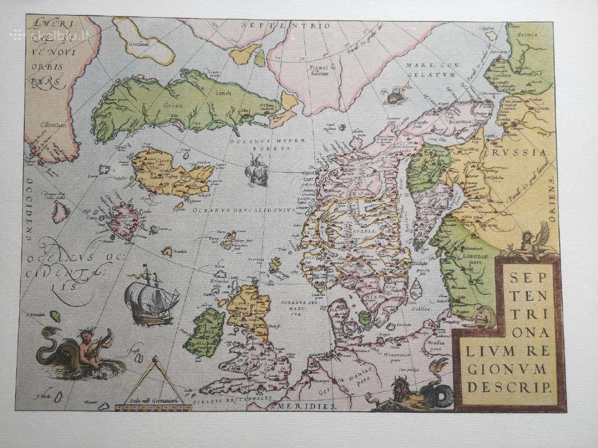 XVI a. Pasaulio žemėlapių litografijos - nuotraukos Nr. 6