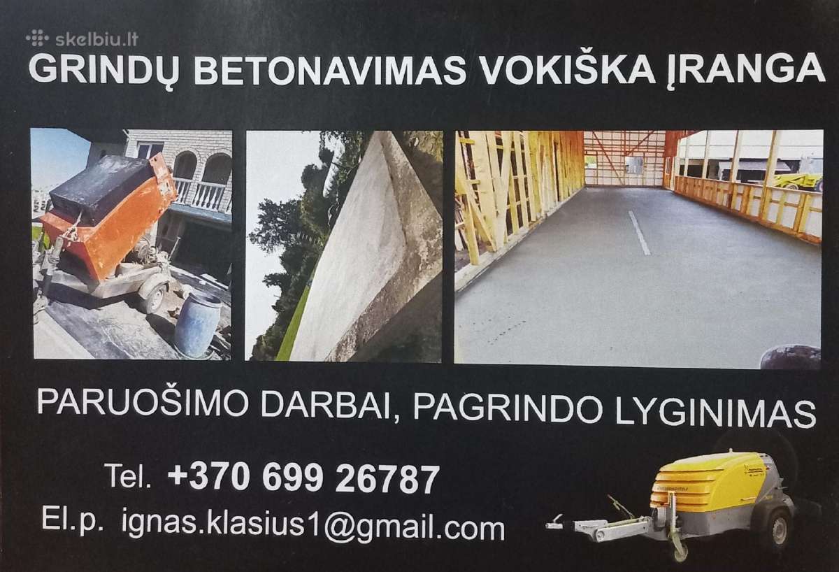 Grindų betonavimas