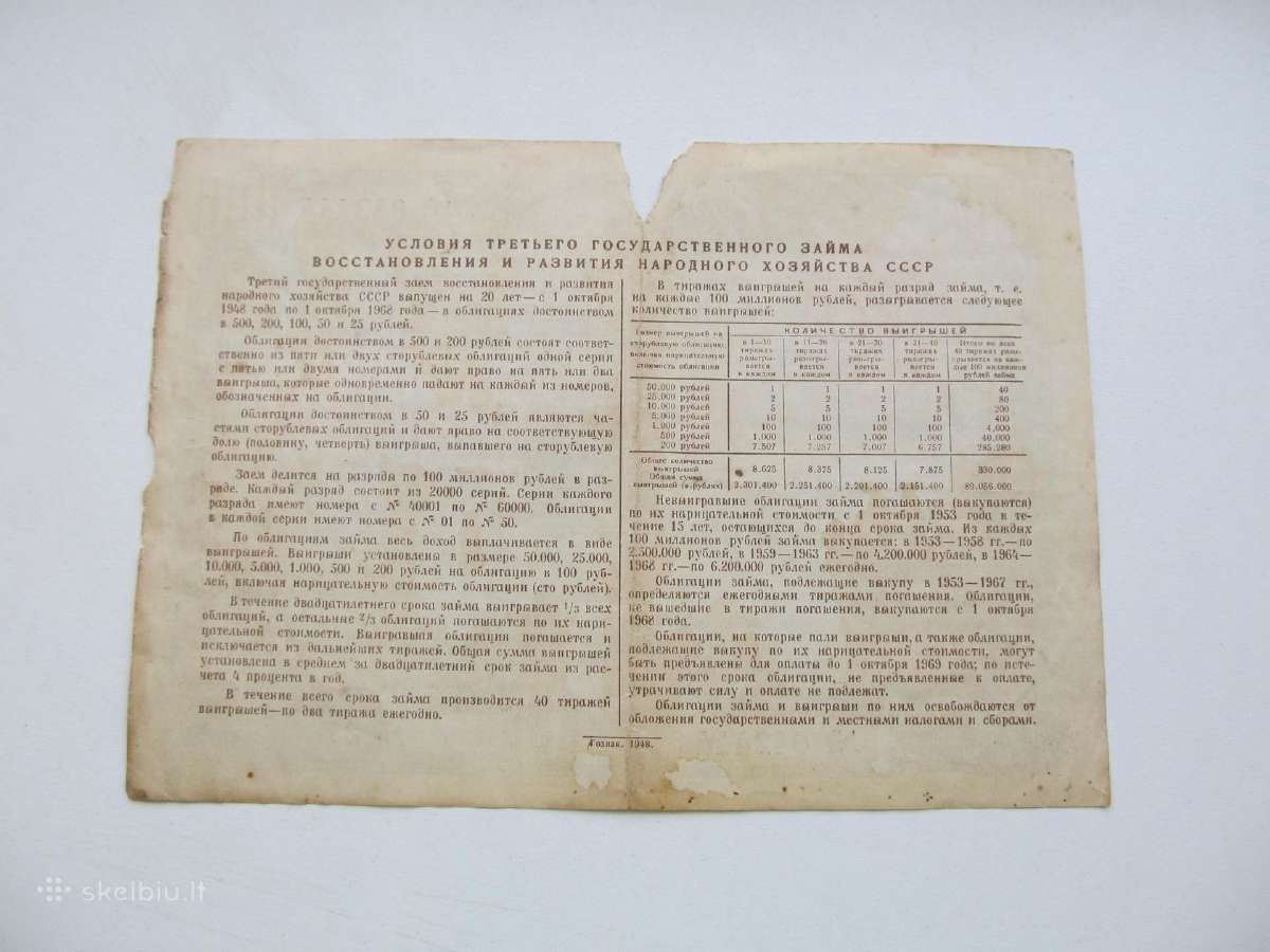 Obligacija 100 rubliu , CcccccccCCCP , 1948 - nuotraukos Nr. 2