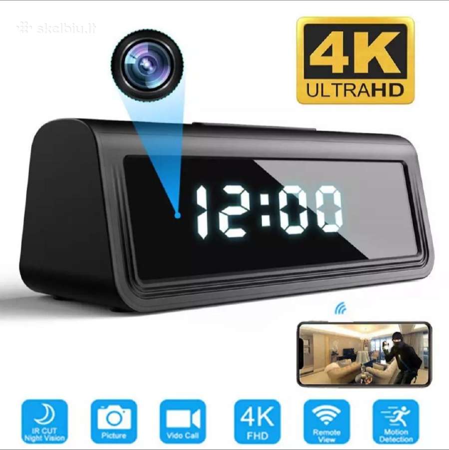 4k Uhd raiškos WiFi kamera - laikrodis