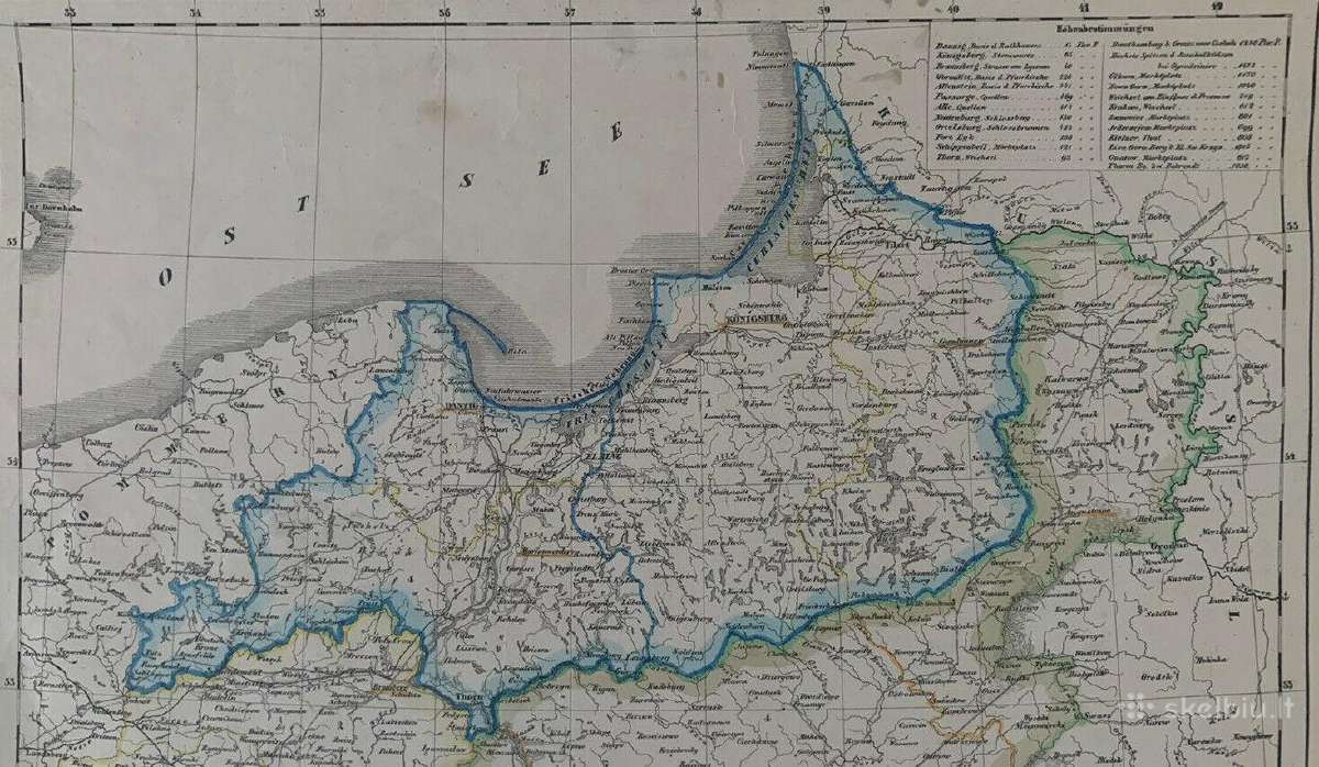 1854 m. Rytprūsių žemėlapis