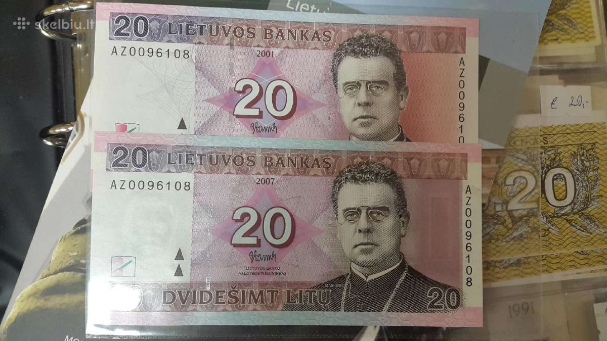 20 ir 20 litu komplektukas Az serija,vienodi numer