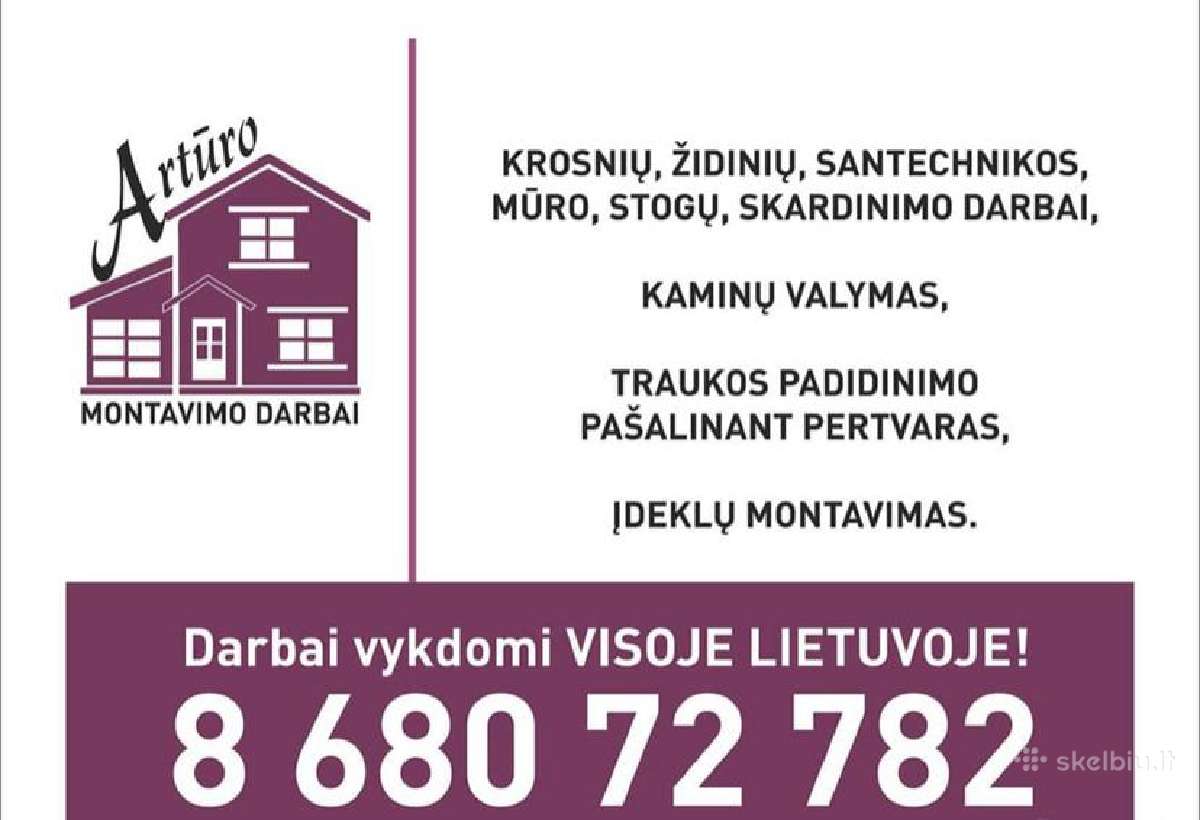 Kaminų priežiūros darbai, krosnys, įdėklai