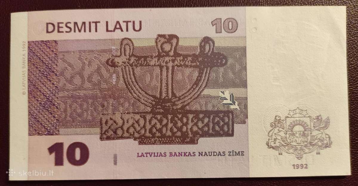 10 Latų 1992 m Unc Ab Serija Latvija - nuotraukos Nr. 2