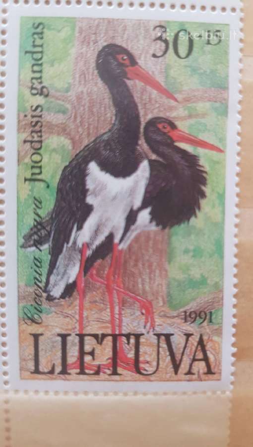 Lietuva 1991 m. Juodasis gandras, svarus su klaida