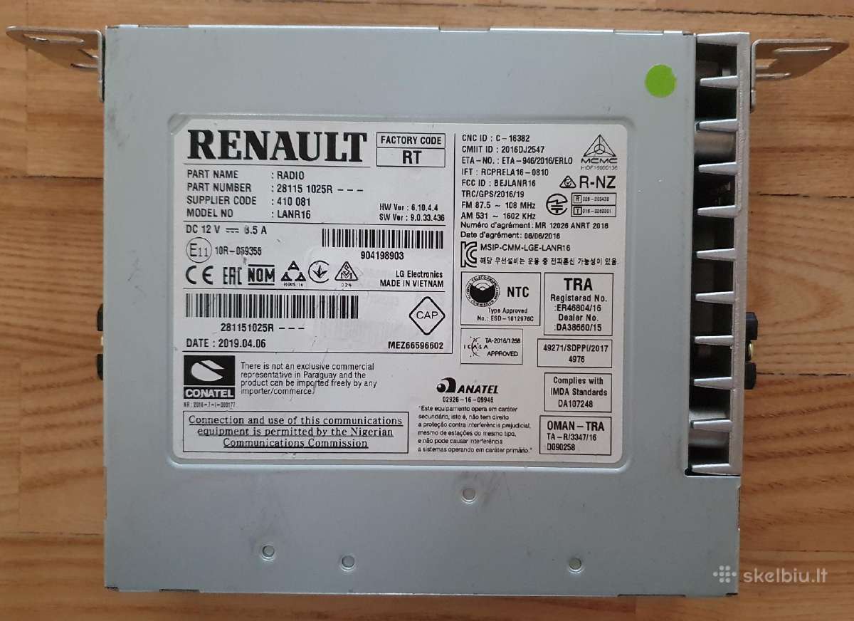 Renault rlink 2 radio blokas navi ekranas atrakint