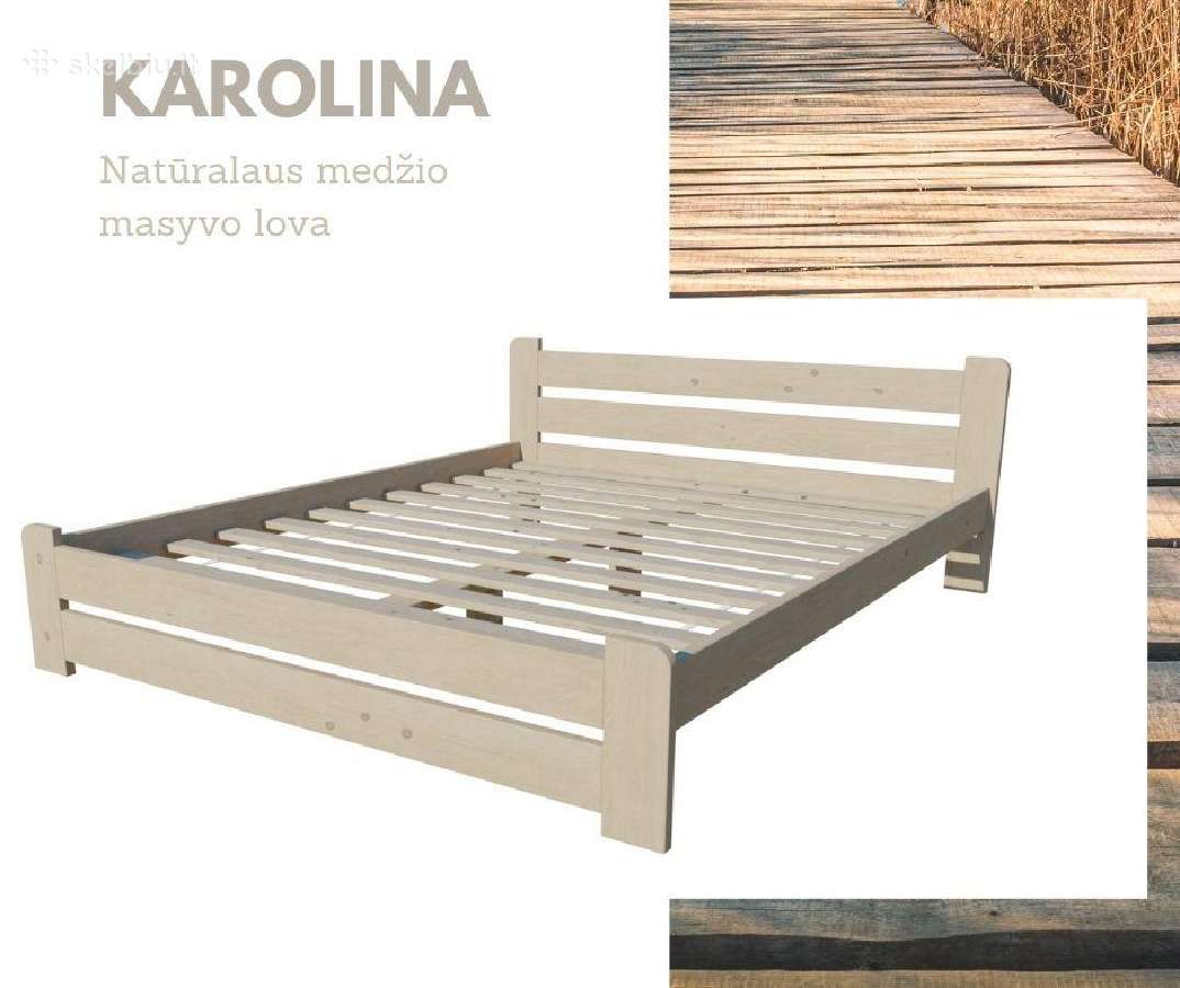 Natūralaus medžio masyvo lova Karolina 180x200