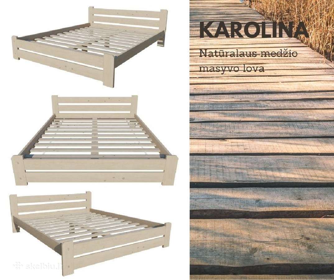 Natūralaus medžio masyvo lova Karolina 180x200 - nuotraukos Nr. 2