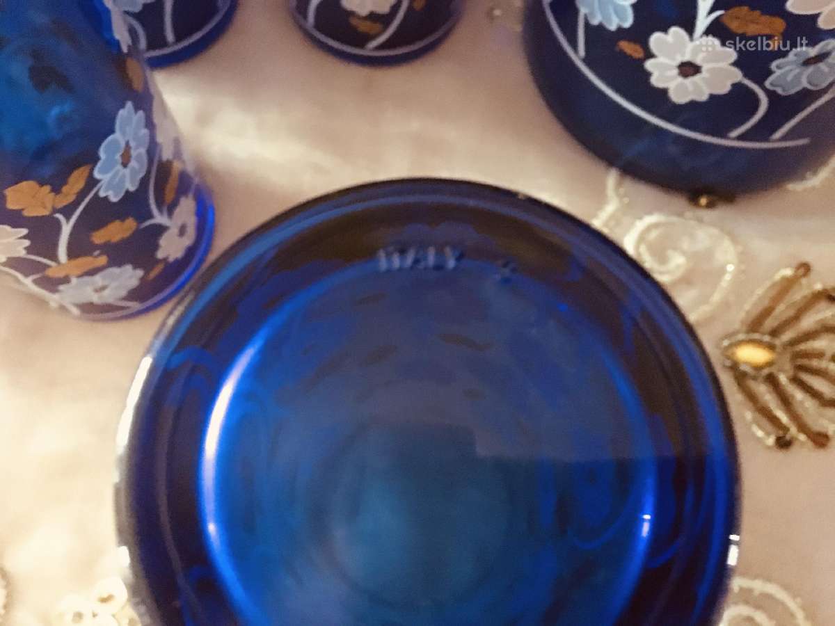 Itališkas ąsotis, 12 stiklinių, taurių kobalto mėl - nuotraukos Nr. 3