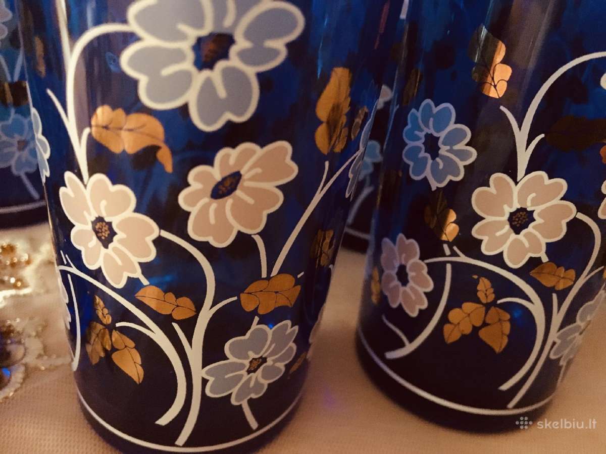 Itališkas ąsotis, 12 stiklinių, taurių kobalto mėl - nuotraukos Nr. 4