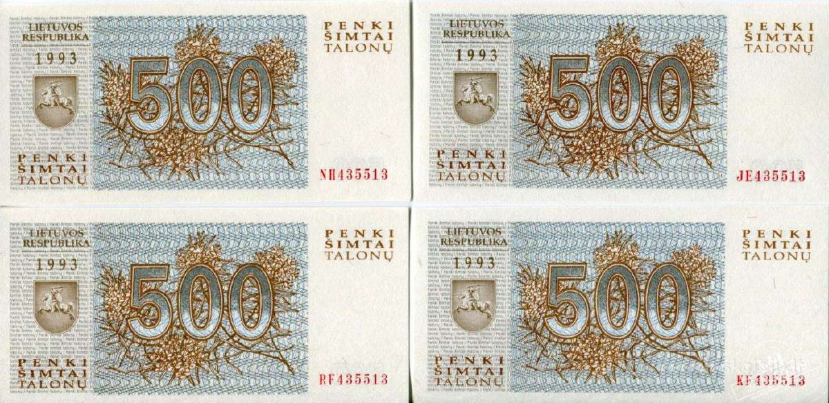 1993m 4x500 talonų – Nh/rf/kf/je + vienodi nr. - nuotraukos Nr. 2