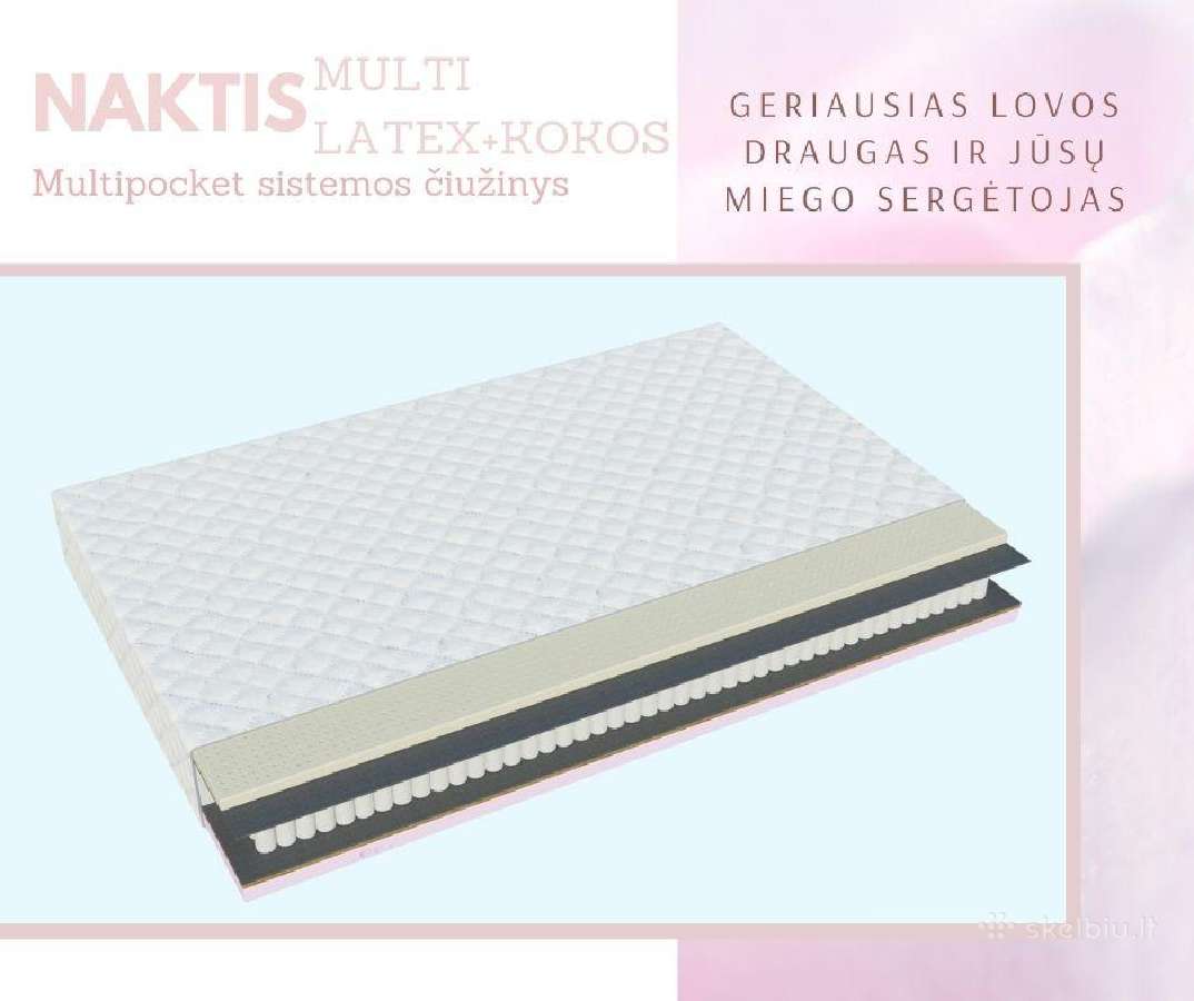 Multipocket čiužinys Naktis Lateks+kokos 160x200