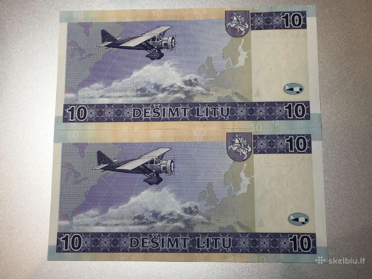 2001 m. 10 litu Unc Aa serija - nuotraukos Nr. 2