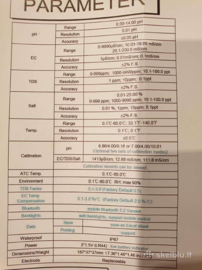 Ph, Ec, Tds, druskingumas,temp vandens matuoklis - nuotraukos Nr. 6