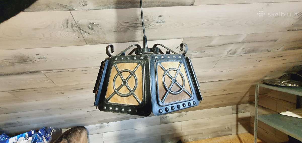 Stilingas originalus metalo ir odos šviestuvas - nuotraukos Nr. 4