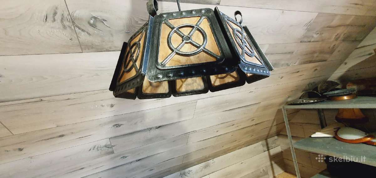 Stilingas originalus metalo ir odos šviestuvas - nuotraukos Nr. 5