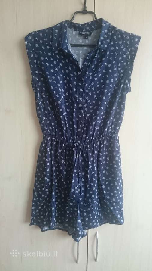 Naujas mėlynas su gėlytėmis kombinezonas (playsuit - nuotraukos Nr. 3