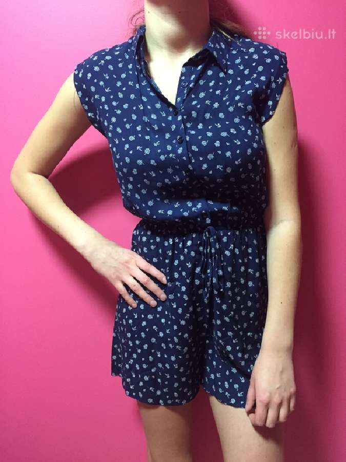 Naujas mėlynas su gėlytėmis kombinezonas (playsuit