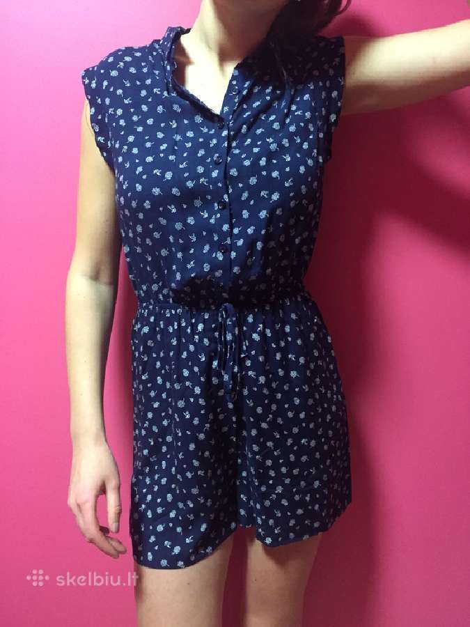 Naujas mėlynas su gėlytėmis kombinezonas (playsuit - nuotraukos Nr. 2