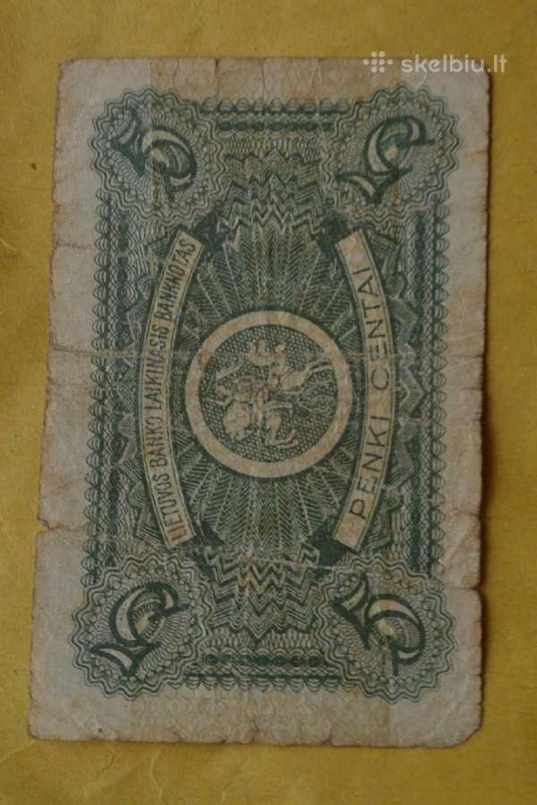 5 centai 1922 m.laikinasis banknotas - nuotraukos Nr. 2