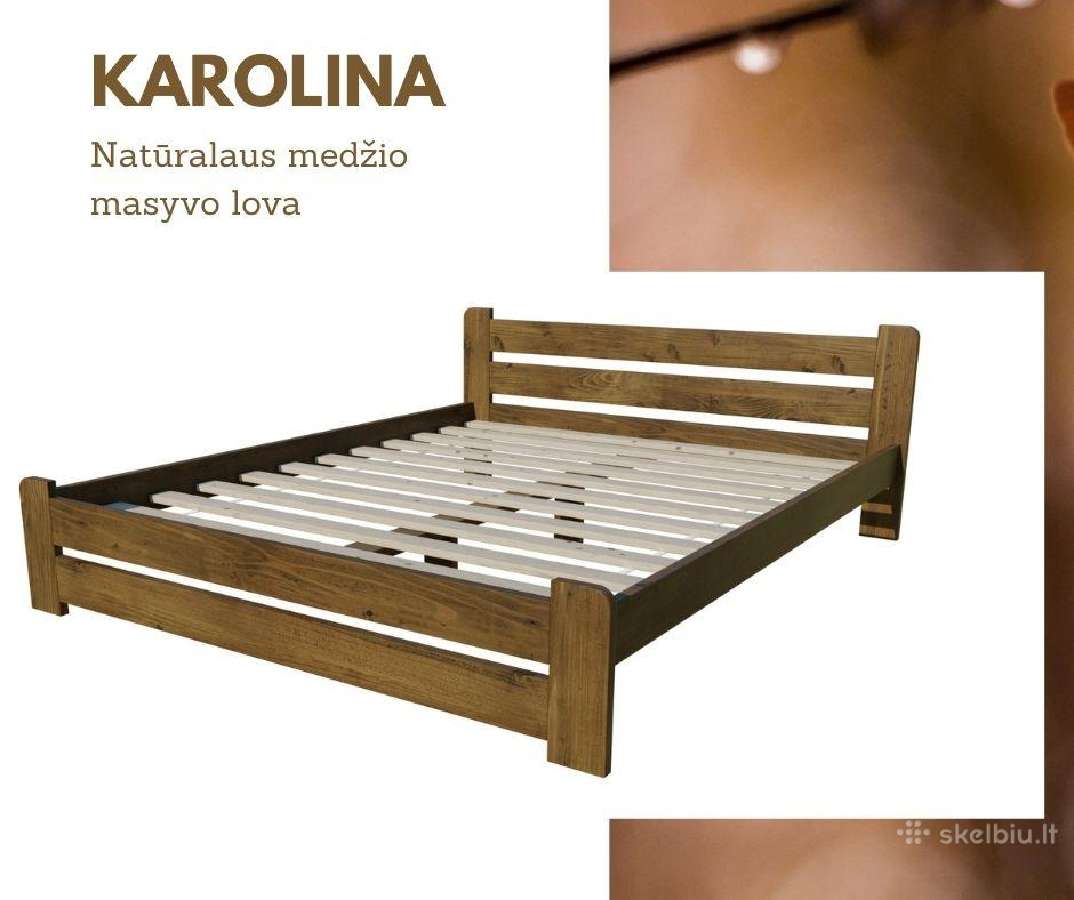 Natūralaus medžio masyvo lova Karolina 180x200 - nuotraukos Nr. 7