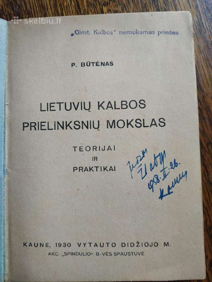 1930 m.p.būtėnas Lietuvių kalbos prielinksnių moks - nuotraukos Nr. 2