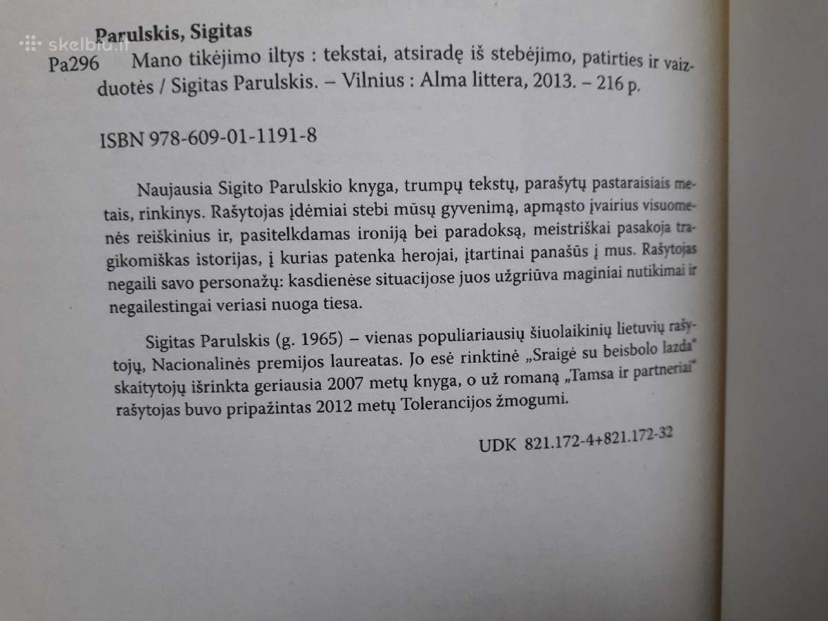 Sigitas Parulskis "Mano tikėjimo iltys" 2013 m. - nuotraukos Nr. 5