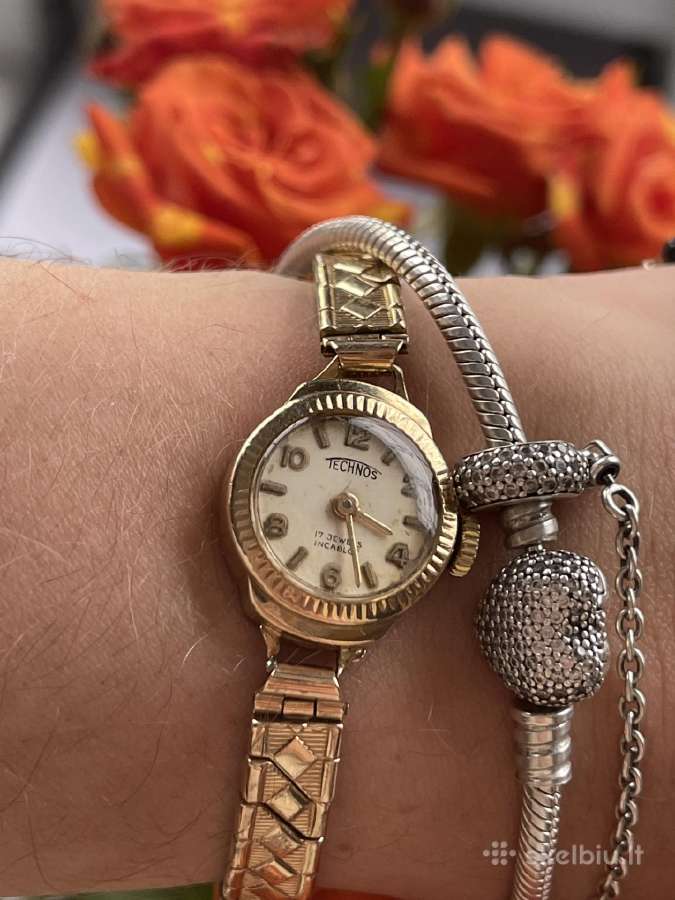 Technos 375 aukso mechaninis laikrodi - nuotraukos Nr. 10