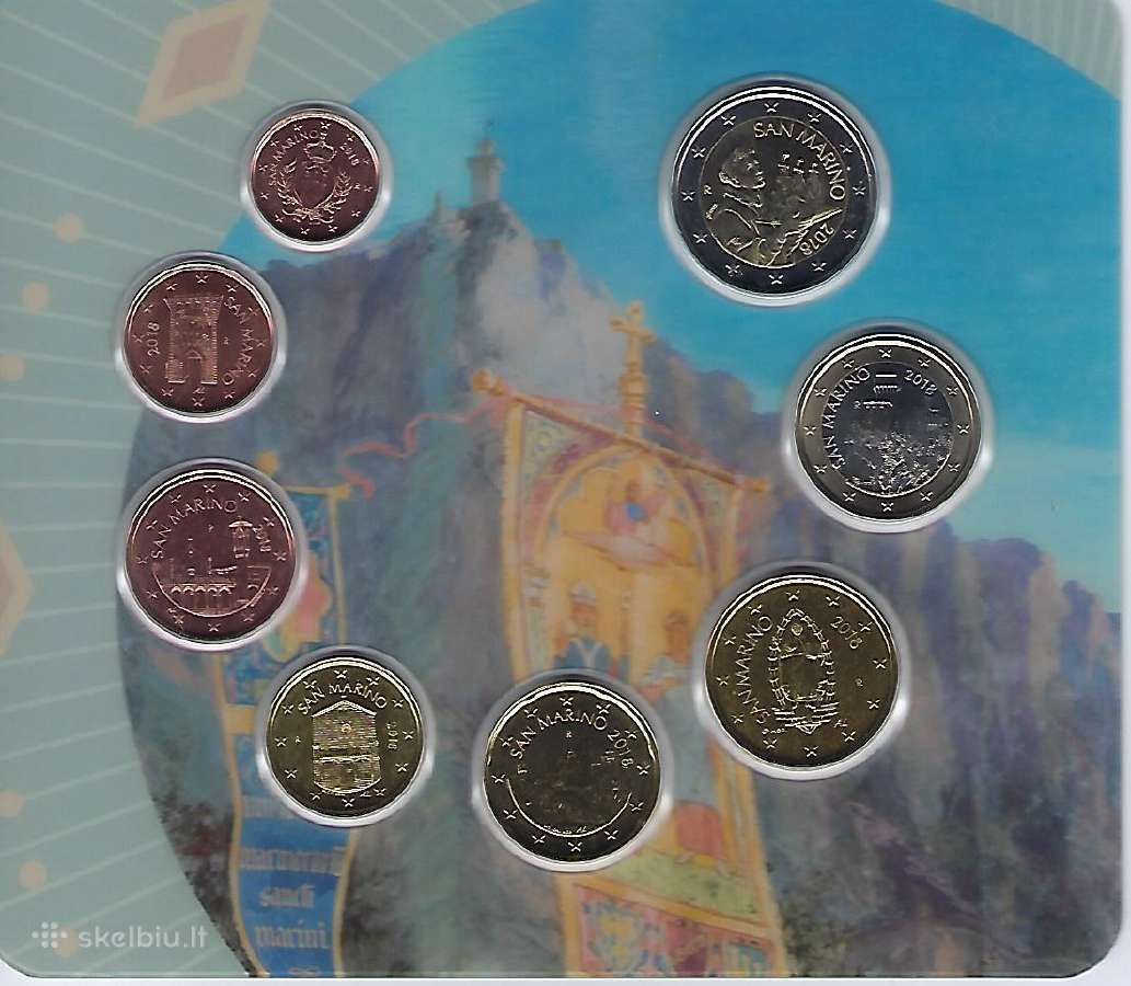 Kolekcinių San Marino 2018 monetų rinkinys Bu - nuotraukos Nr. 2