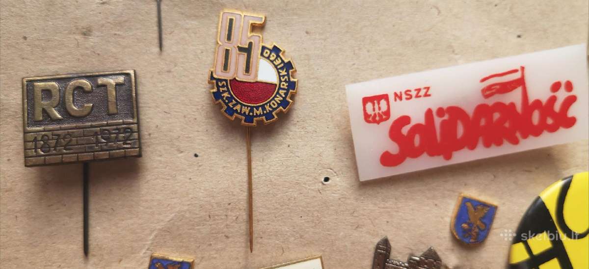 Vintaž ženkliukai Lenkija _Solidarnosc, miestai kt