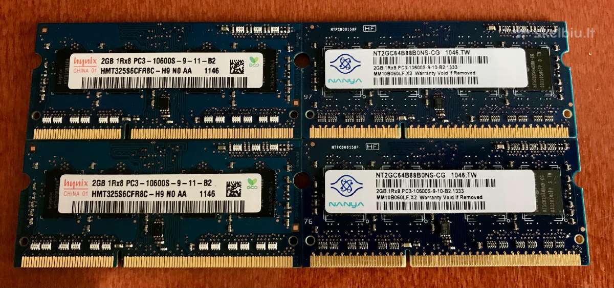 Ddr3 2gb x 2 vnt, Pc3-10600 / 12800