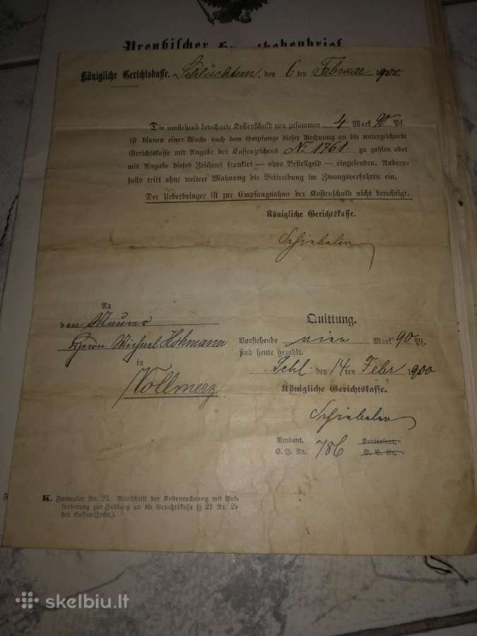 Tarpukario dokumentai,prusijos dokum. 1907 m. - nuotraukos Nr. 20